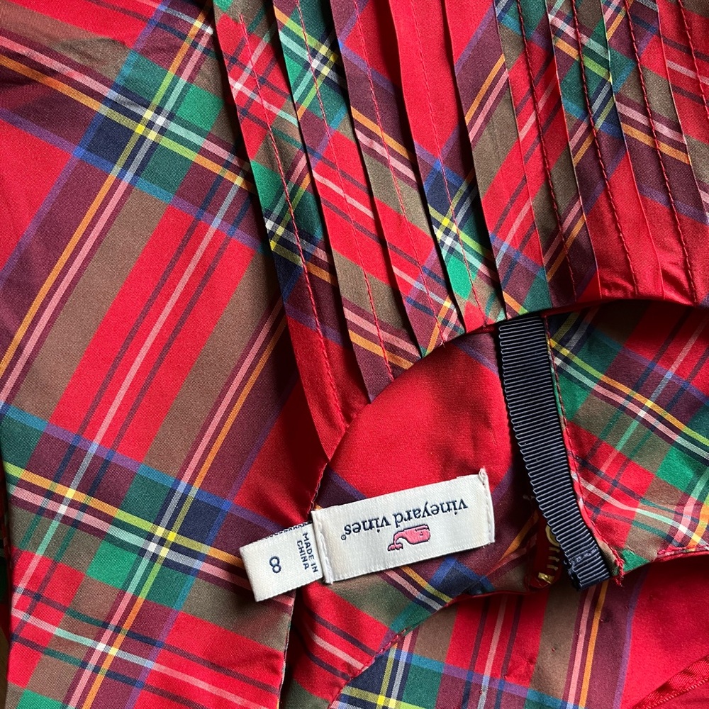 Vineyard Vines Red and Green Christmas Plaid shift dress size 8